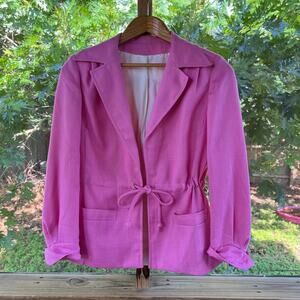 D'amselle Women's Vintage Bright Pink Tie Front Jacket Size S/M